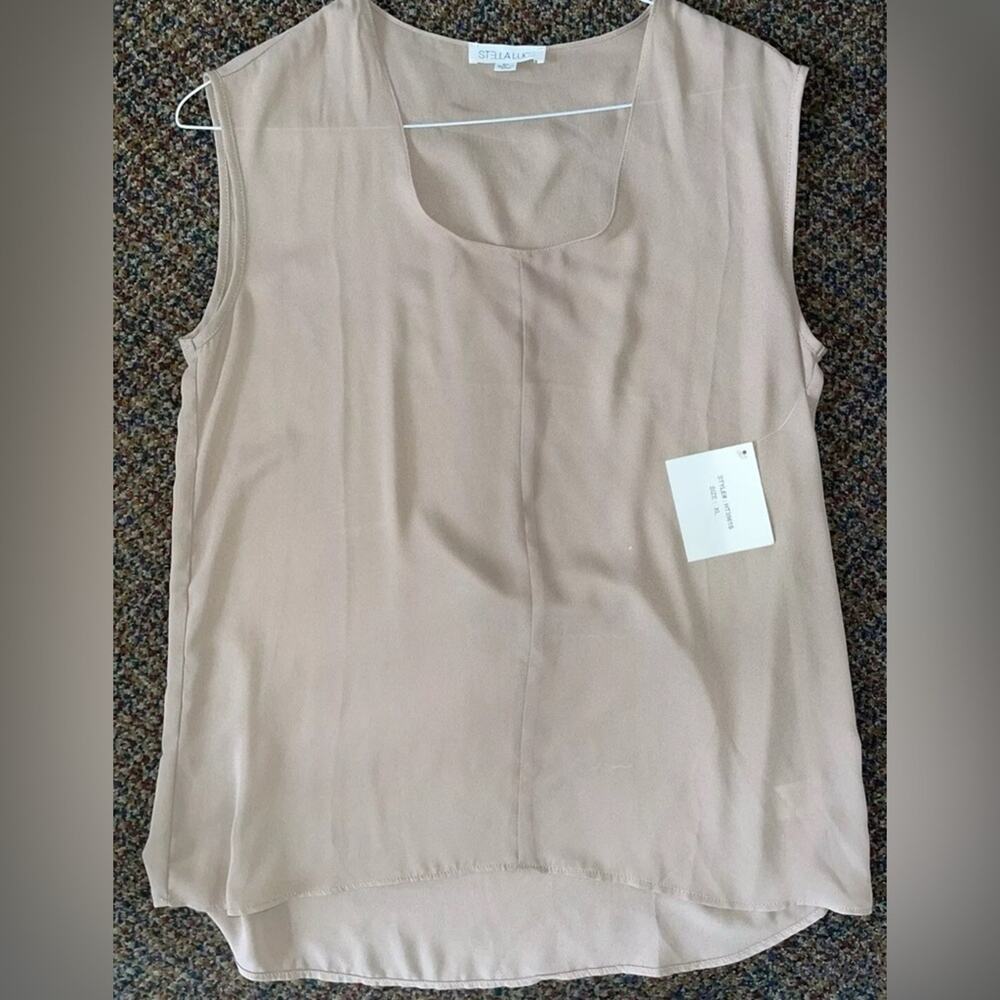 Stella Luce Light Tan Sleeveless Blouse L